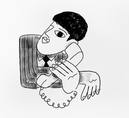 Illustration of a person answering the phone