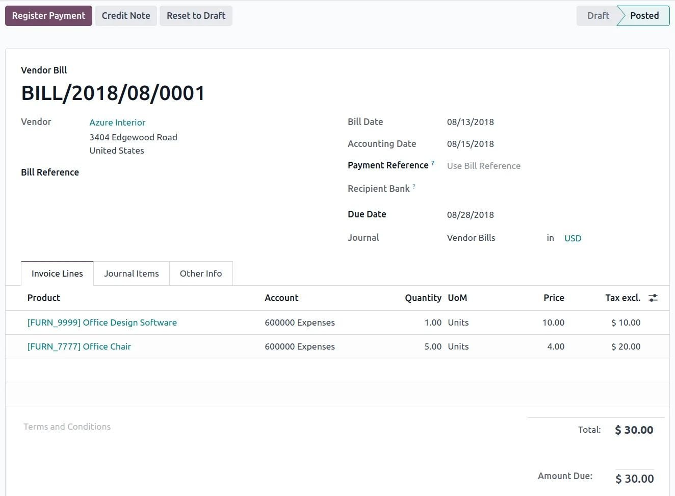 Vendor bill