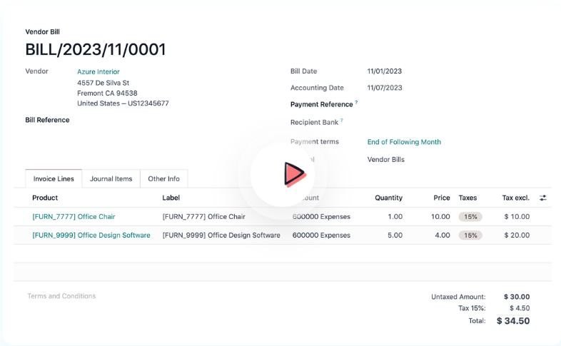 Vendor bill preview